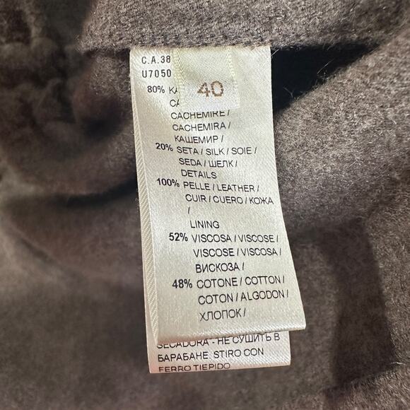 Agnona Size 40 Short Sleeve Cinch Waist Lagenlook Jacket Brown Silk Cashmere - Picture 9 of 16